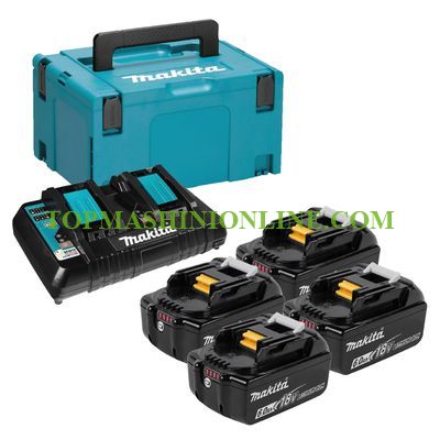 Комплект акумулаторни батерии Makita BL1860B 4 броя 18.0 V, 6.0 Ah и зарядно устройство Makita DC18RD в куфар Makpac 3 image