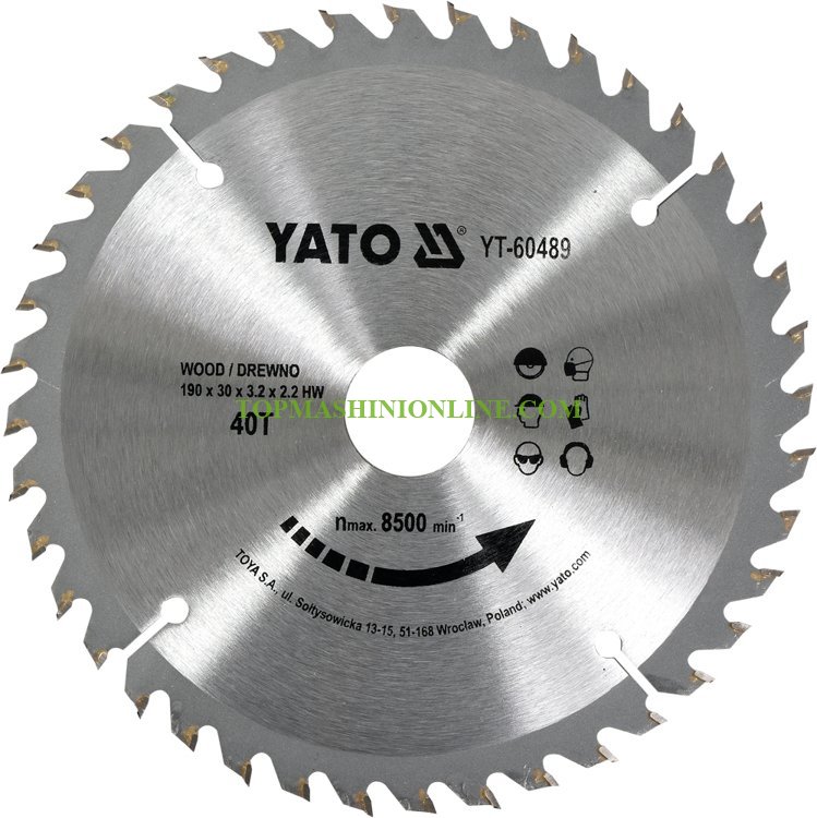 Циркулярен диск за дърво Yato YT-60489 Ø 190 мм x Ø 30 мм, 40 зъба, TCT image