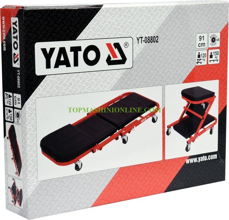 Автомонтьорска лежанка-стол Yato YT-08802 91 х 41 см, до 150 кг image