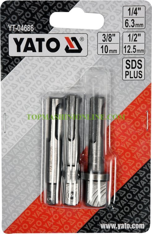 Комплект адаптери Yato YT-04686 3 броя, от SDS-plus към 1/4”, 3/8”, 1/2” image