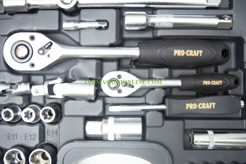 Комплект гедоре с тресчотки, вложки и битове Procraft WS-108 1/4”, 1/2” 108 части image