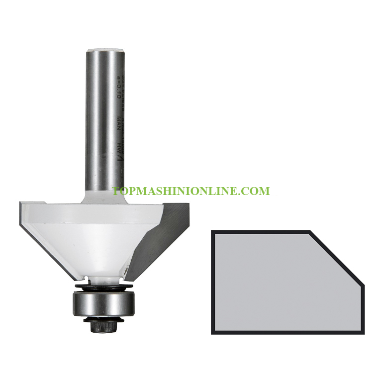 Фрезер профилен, за скосяване с лагер HW Makita D-48686 D-31.8 мм, I-13.5 мм, Ø 8 мм, 45° image