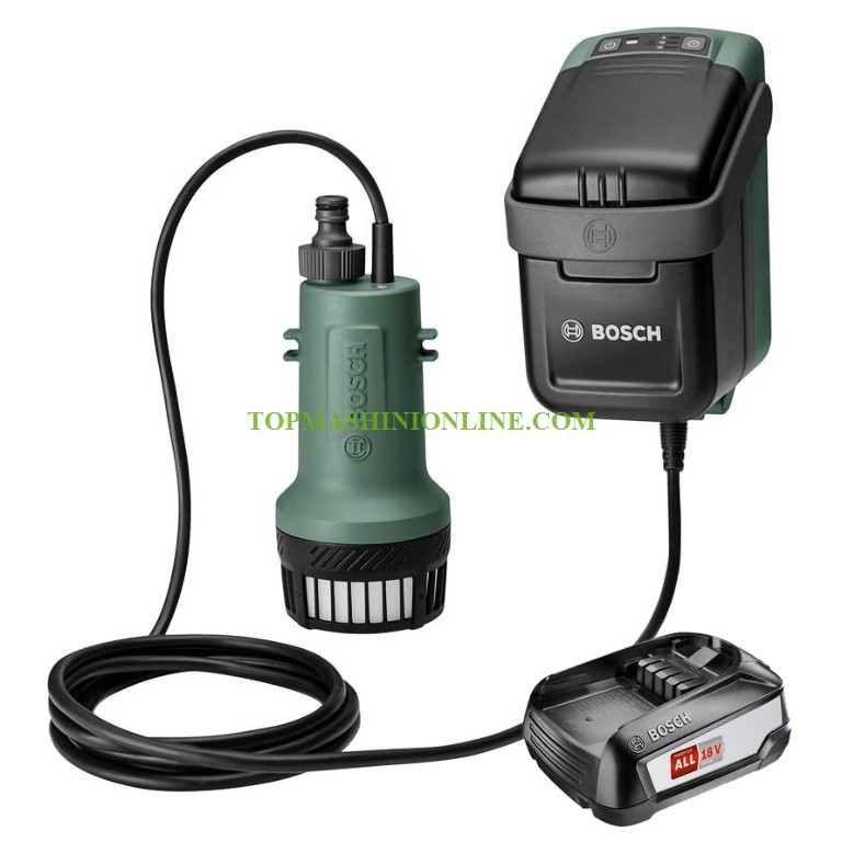 Акумулаторна потопяема помпа за чиста вода Bosch GardenPump 18 с напор 17.5 м, 18 V, 2.5 Ah, 0 600 8C4 200 image