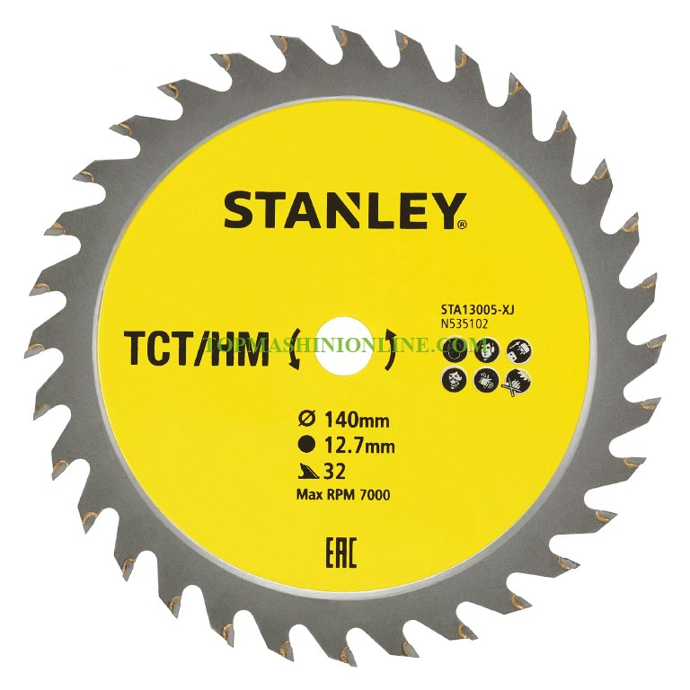 Циркулярен диск за рязане на дърво с HM пластини Stanley STA13005-XJ с диаметър Ø 140 х 12.7 мм, z 32 image