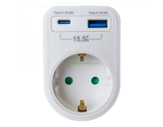 Адаптер 230 V с 2xUSB Type C+A Konekto KN41095 thumbnail image