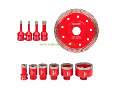 Комплект диамантени боркорони за ъглошлайф с диаметър от 6 до 68 мм Raider 157866 М14 и диамантен диск с диаметър 115 мм thumbnail image