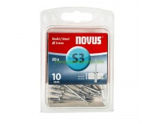 Опаковка стоманени попнитове с диаметър 3 мм, дължина 10 мм Novus 045-0034 тип S3 20 броя thumbnail image